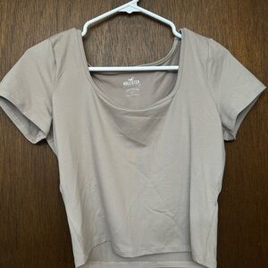 Hollister Women's Tan Scoop Neck Top